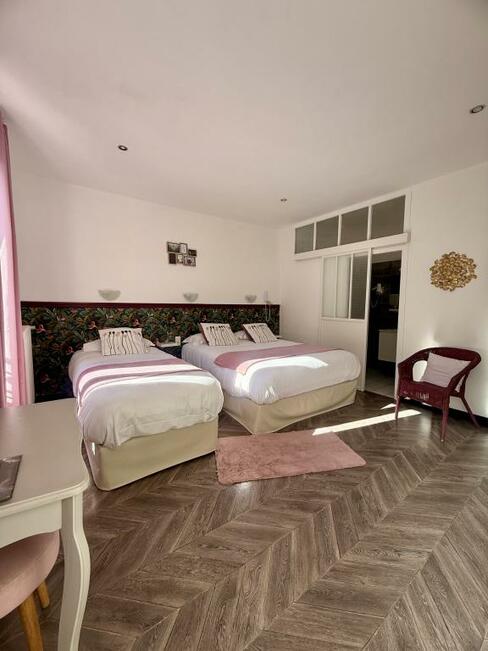 Chambre twin du Grand Hôtel Forcalquier à Forcalquier, lits séparés et confort moderne